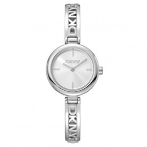 DKNY Logo Ρολόι Γυναικείο Ασημί Ανοξείδωτο Μπρασελέ DK1L115M0015