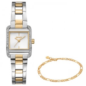 DKNY Mini Set Ρολόι με Βραχιόλι Δίχρωμο Ανοξείδωτο Μπρασελέ DK1L143M0055