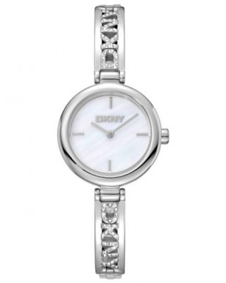 DKNY Logo Ρολόι Γυναικείο Ασημί Ανοξείδωτο Μπρασελέ DK1L115M0215