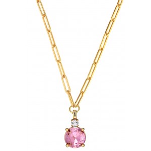 DYRBERG/KERN GLORY Κολιέ Mακρύ Επιχρυσωμένο ατσάλι Ροζ κρύσταλλο 460099