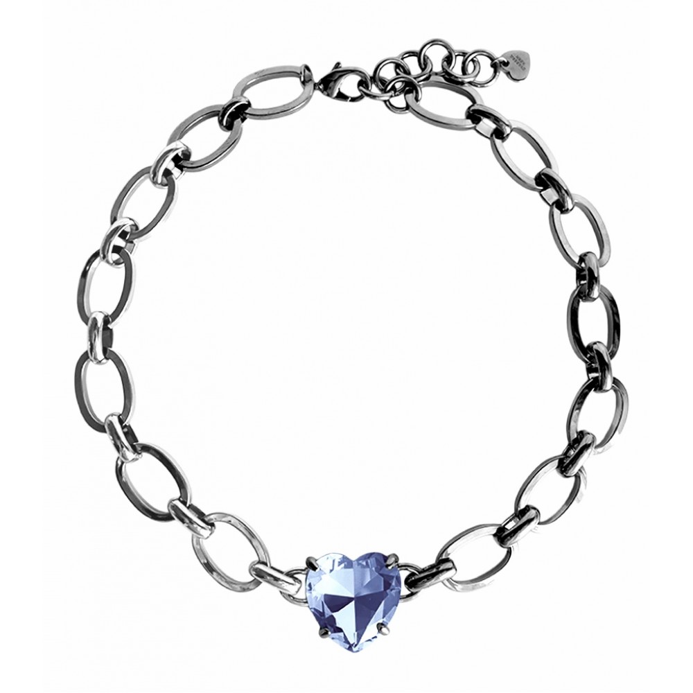 DYRBERG/KERN BRAZE Κολιέ Ασημί ατσάλι Μπλε κρύσταλλο 480173