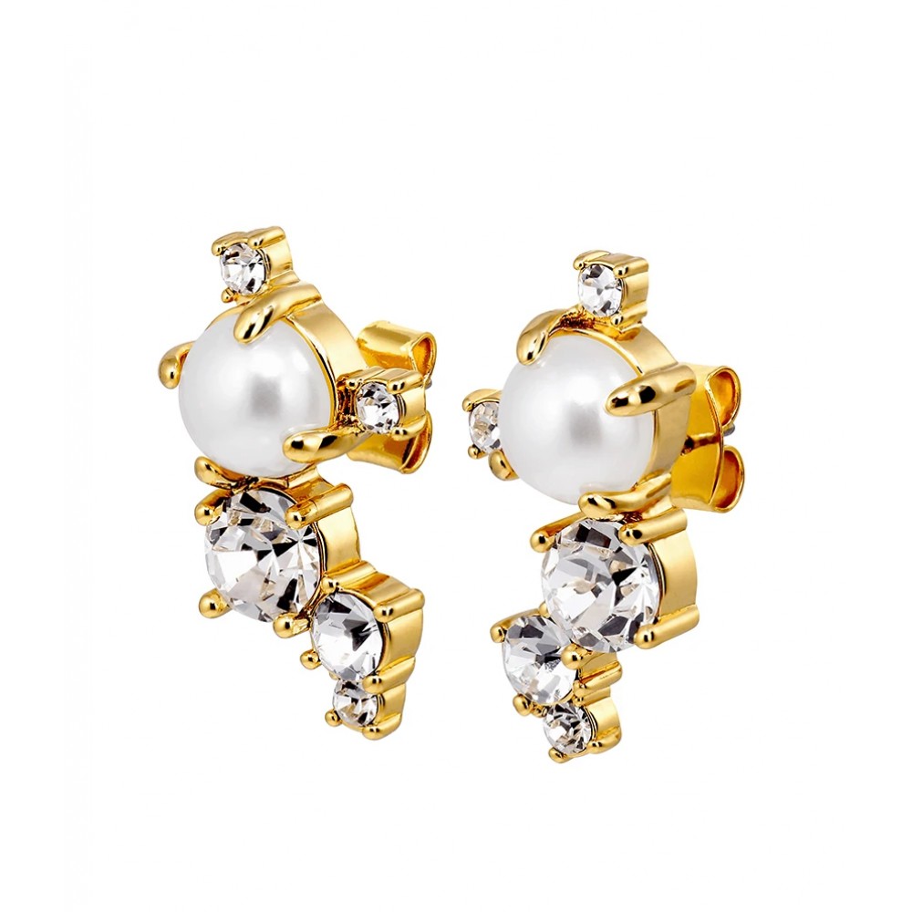 DYRBERG/KERN CURRA Σκουλαρίκια Χρυσά White Pearl κρύσταλλα 480085