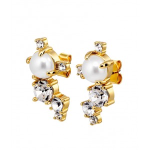 DYRBERG/KERN CURRA Σκουλαρίκια Χρυσά White Pearl κρύσταλλα 480085