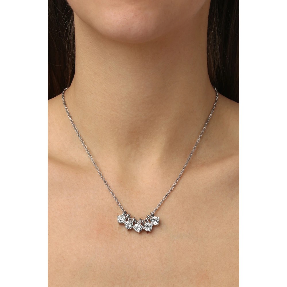 DYRBERG/KERN PHILA Κολιέ Ασημί ατσάλι Λευκά κρύσταλλα 480113