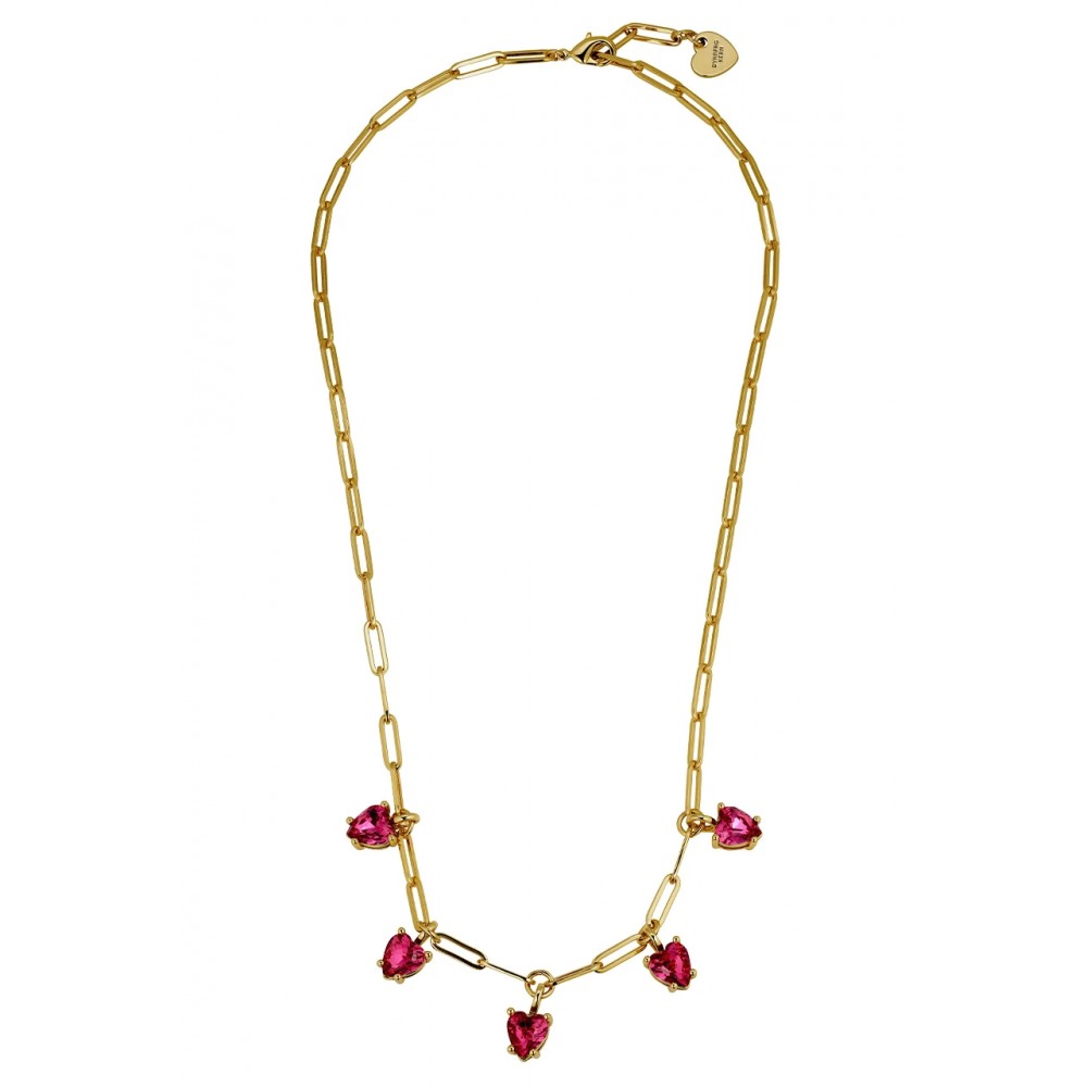 DYRBERG/KERN SOUL Κολιέ Καρδιές Επίχρυσο ατσάλι Κόκκινα κρύσταλλα 480109