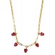 DYRBERG/KERN SOUL Κολιέ Καρδιές Επίχρυσο ατσάλι Κόκκινα κρύσταλλα 480109