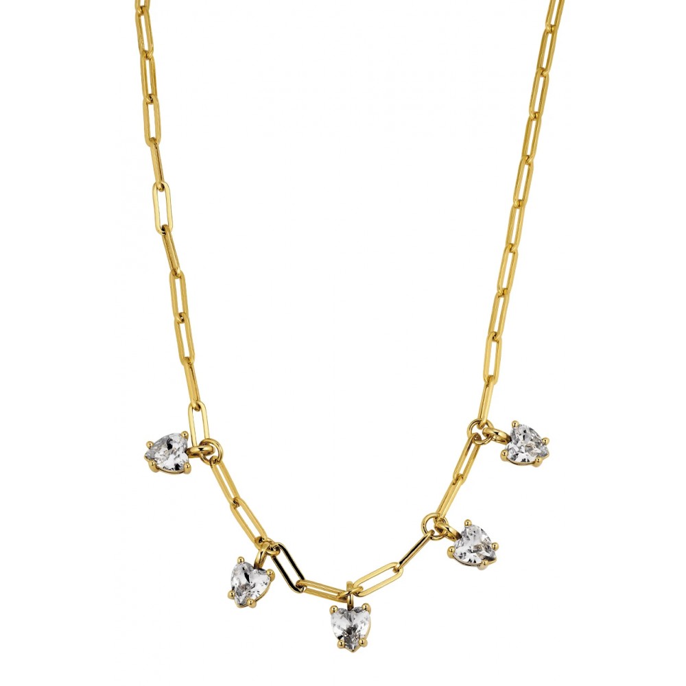 DYRBERG/KERN SOUL Κολιέ Καρδιές Επίχρυσο ατσάλι κρύσταλλα 480110