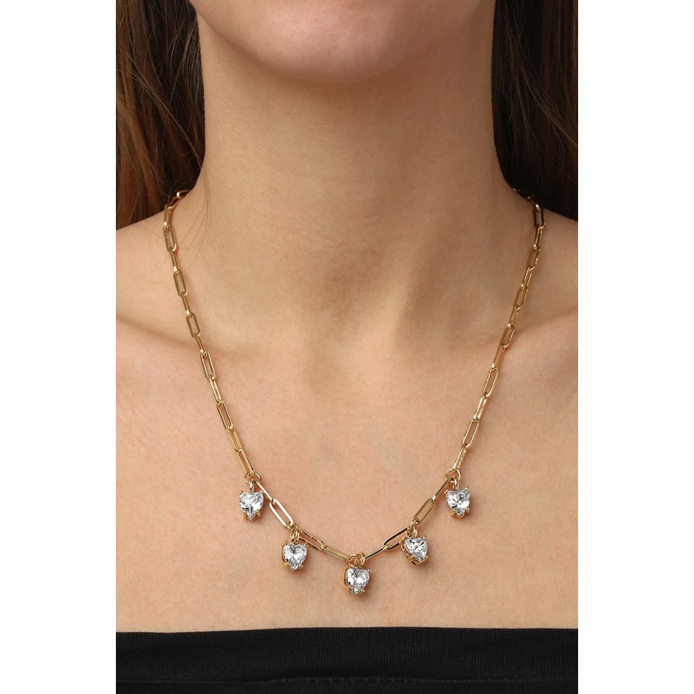 DYRBERG/KERN SOUL Κολιέ Καρδιές Επίχρυσο ατσάλι κρύσταλλα 480110