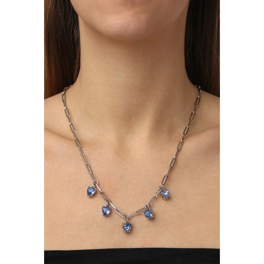 DYRBERG/KERN SOUL Κολιέ Καρδιές Ασημί ατσάλι κρύσταλλα 480108