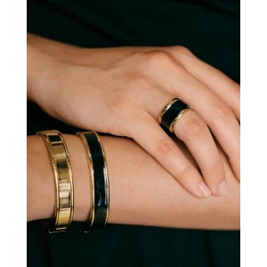 EDBLAD Frame Enamel Ring Black Gold Δαχτυλίδι Σεβαλιέ Ανοξείδωτο Ατσάλι 127806