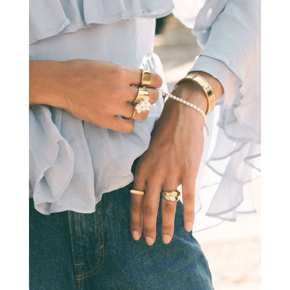 EDBLAD Pearl Signet Ring Gold Δαχτυλίδι με Πέρλες Ανοξείδωτο Ατσάλι 127838