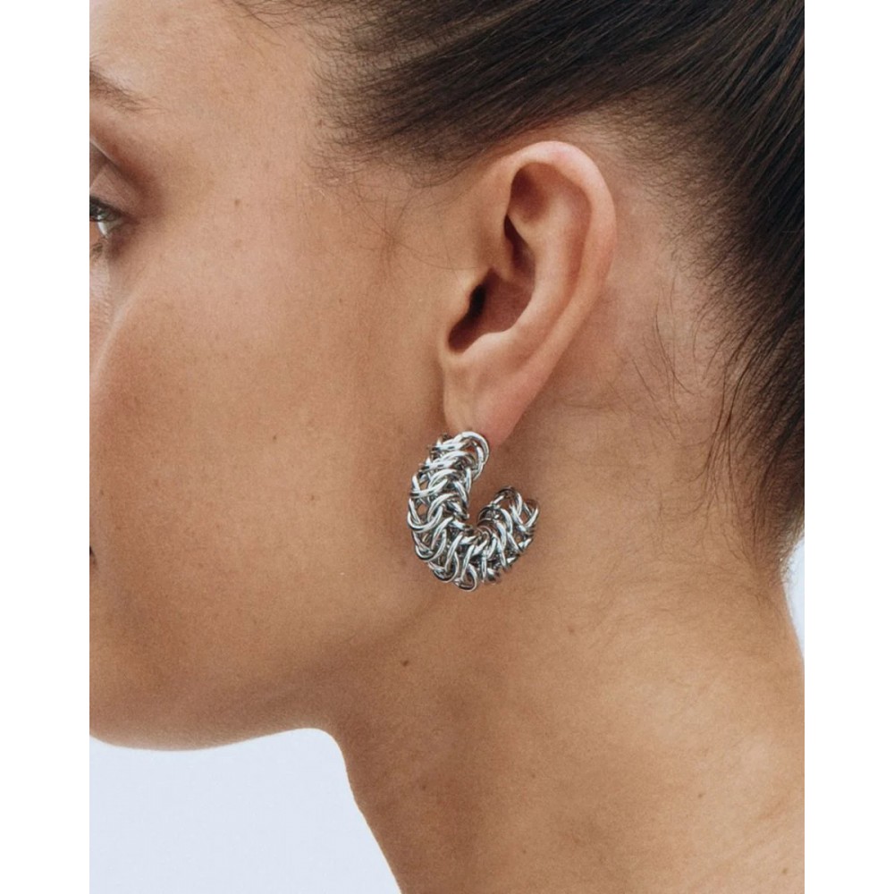EDBLAD Palazzo Chain Hoops Steel Σκουλαρίκια Κρίκοι Ασημί Ανοξείδωτο Ατσάλι 129697