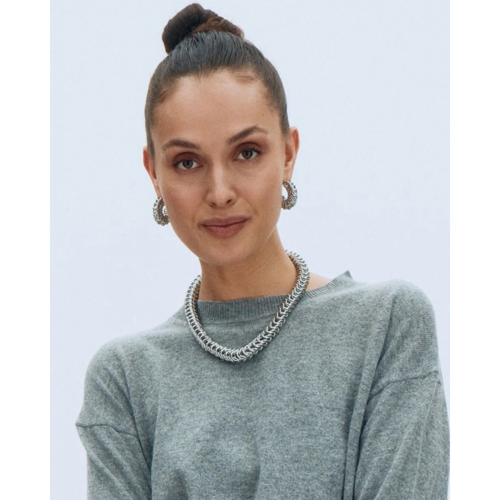 EDBLAD Palazzo Chain Hoops Steel Σκουλαρίκια Κρίκοι Ασημί Ανοξείδωτο Ατσάλι 129697