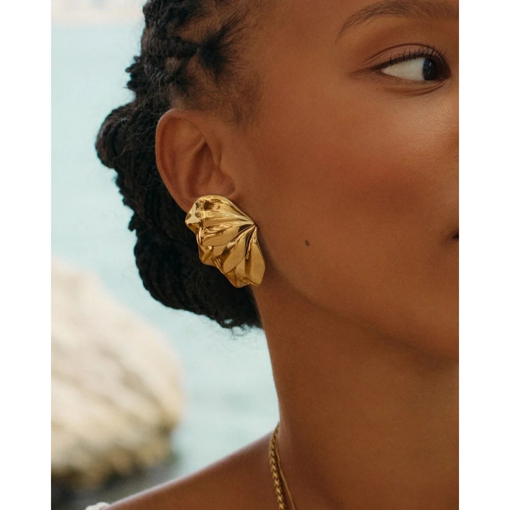 EDBLAD Petal Studs L Gold Σκουλαρίκια Επίχρυσο Ανοξείδωτο Ατσάλι 130439