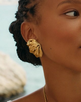 EDBLAD Petal Studs L Gold Σκουλαρίκια Επίχρυσο Ανοξείδωτο Ατσάλι 130439