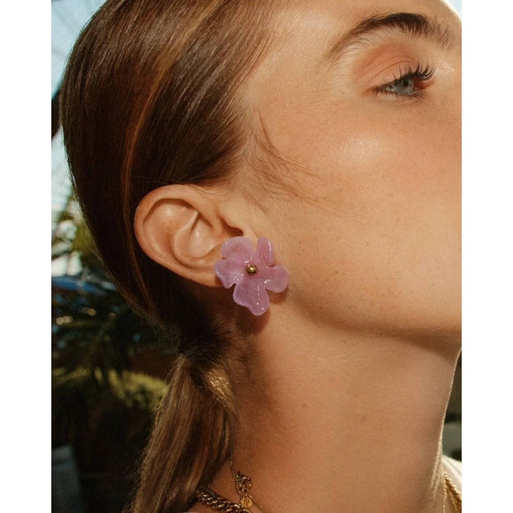 EDBLAD Wildflower Studs Gold/Pink Σκουλαρίκια Λουλούδια 130481