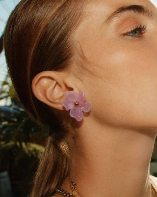 EDBLAD Wildflower Studs Gold/Pink Σκουλαρίκια Λουλούδια 130481