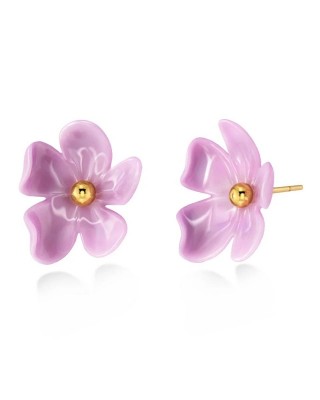 EDBLAD Wildflower Studs Gold/Pink Σκουλαρίκια Λουλούδια 130481