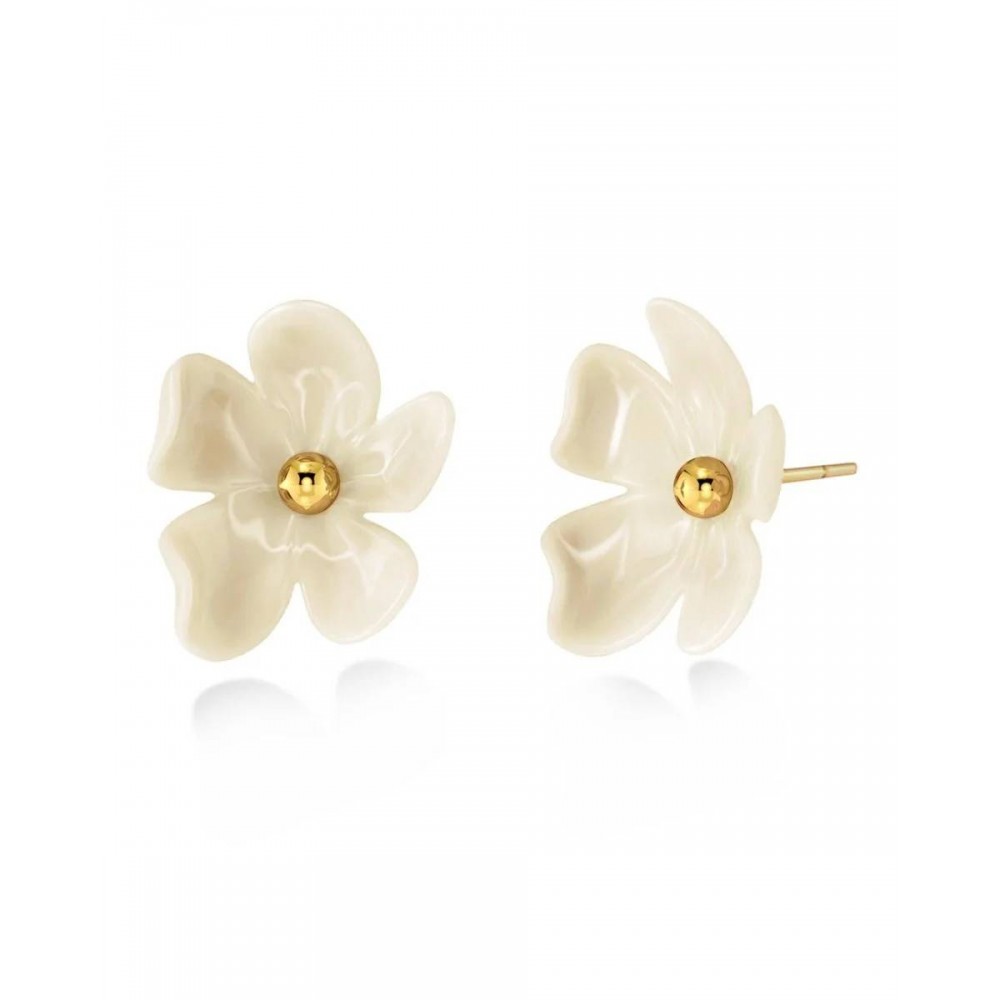 EDBLAD Wildflower Studs Gold/White Σκουλαρίκια Λουλούδια 130482