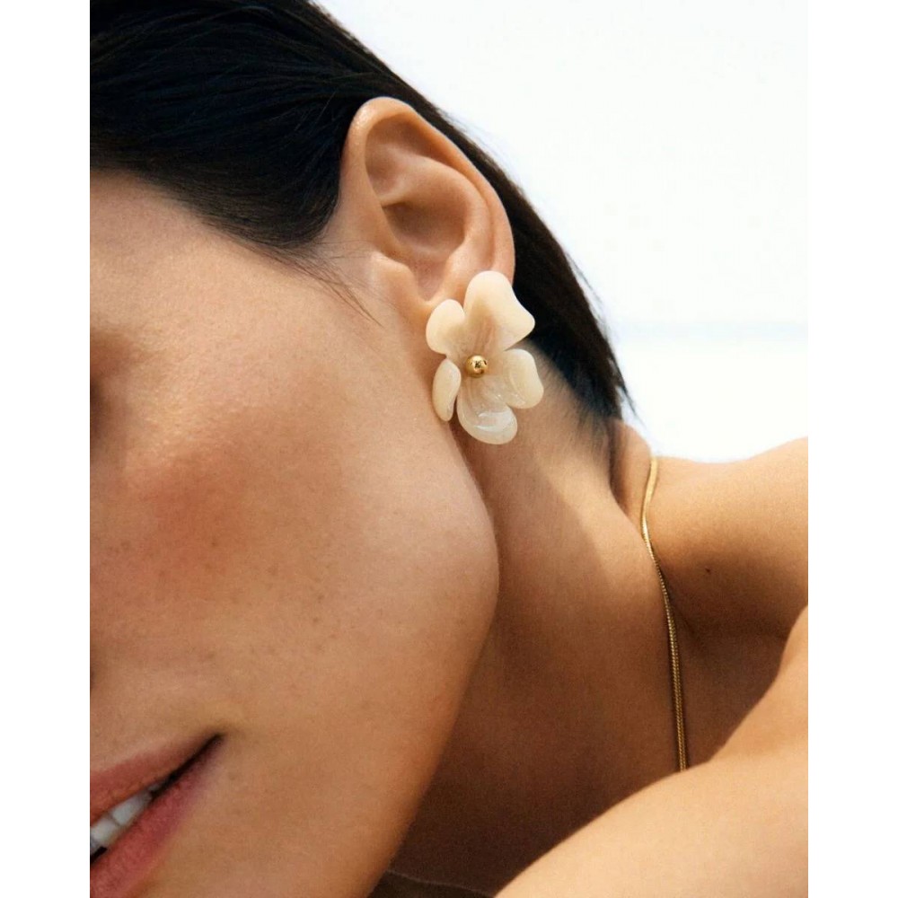 EDBLAD Wildflower Studs Gold/White Σκουλαρίκια Λουλούδια 130482