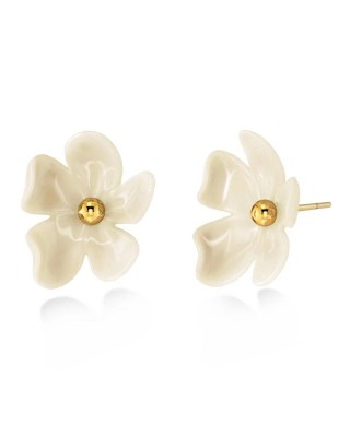 EDBLAD Wildflower Studs Gold/White Σκουλαρίκια Λουλούδια 130482