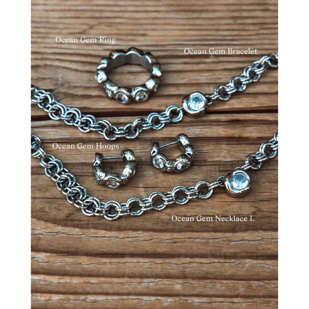 EDBLAD Ocean Gem Ring Steel Δαχτυλίδι Ασημί Ανοξείδωτο Ατσάλι 130323