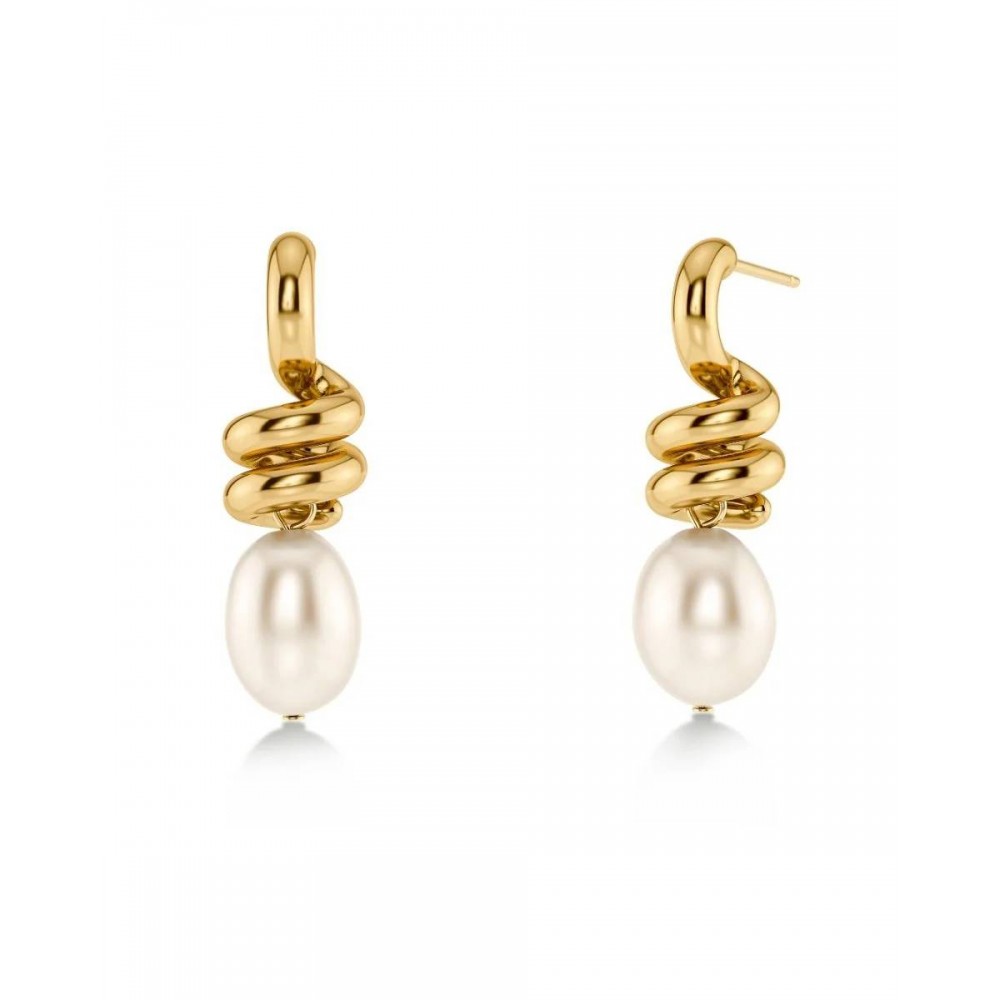 EDBLAD Swivel Earrings Pearl L Gold Σκουλαρίκια Xρυσό Ανοξείδωτο Ατσάλι 130334