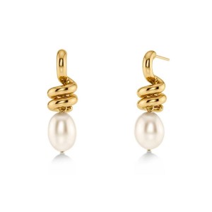 EDBLAD Swivel Earrings Pearl L Gold Σκουλαρίκια Xρυσό Ανοξείδωτο Ατσάλι 130334