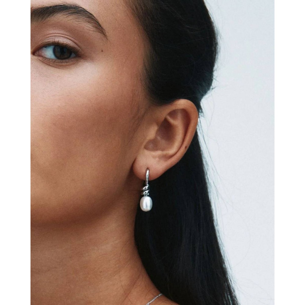 EDBLAD Swivel Earrings Pearl S Steel Σκουλαρίκια Ασημί Ανοξείδωτο Ατσάλι 130333
