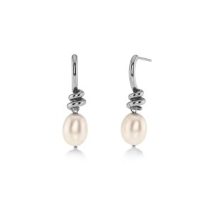 EDBLAD Swivel Earrings Pearl S Steel Σκουλαρίκια Ασημί Ανοξείδωτο Ατσάλι 130333