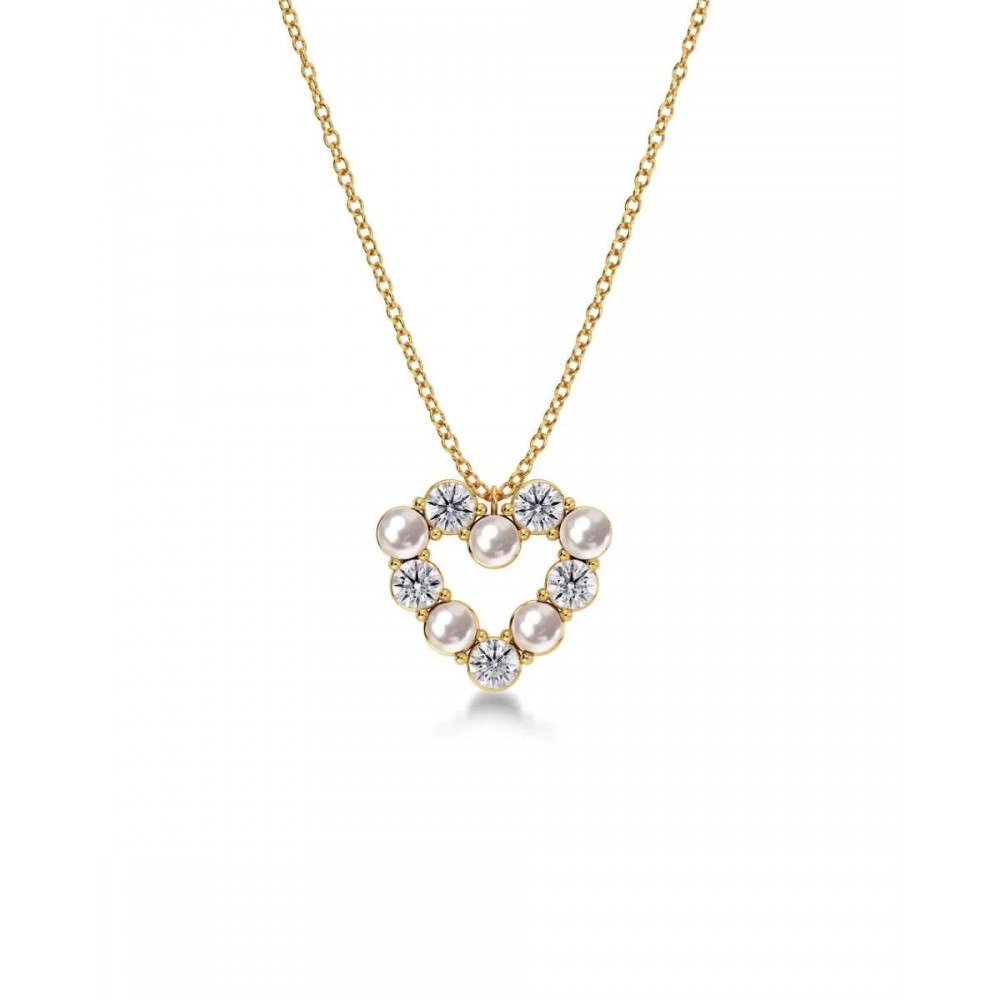 EDBLAD Affinity Pearl Heart Χρυσό Κολιέ Καρδιά Ανοξείδωτο Ατσάλι 127506