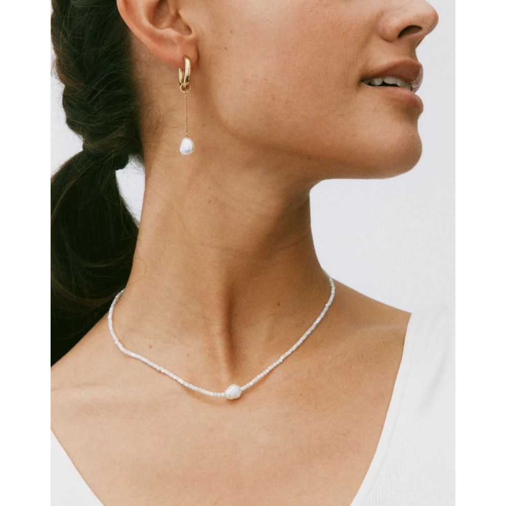 EDBLAD Beach Pearls Necklace Offwhite Gold Χρυσό Κολιέ με Μαργαριτάρι 127959