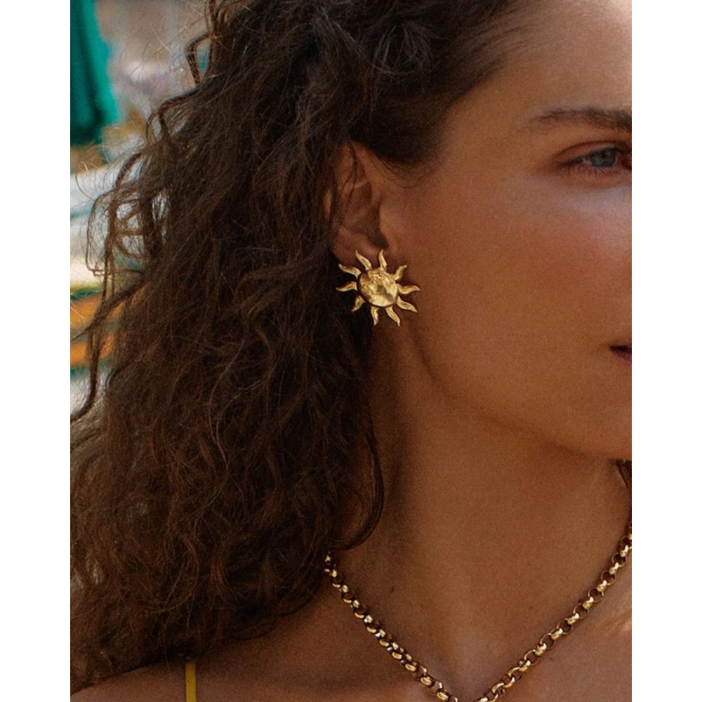EDBLAD Sun Studs L Gold Σκουλαρίκια Ήλιος Επίχρυσο Ανοξείδωτο Ατσάλι 128040