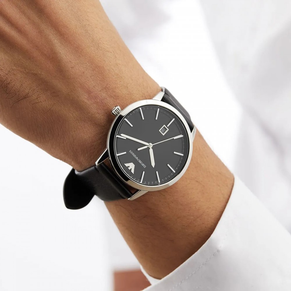 EMPORIO ARMANI Ρολόι Ruggero Μαύρο Δερμάτινο Λουρί AR11193 EMPORIO ARMANI Ρολόι Ruggero Μαύρο Δερμάτινο Λουρί AR11193