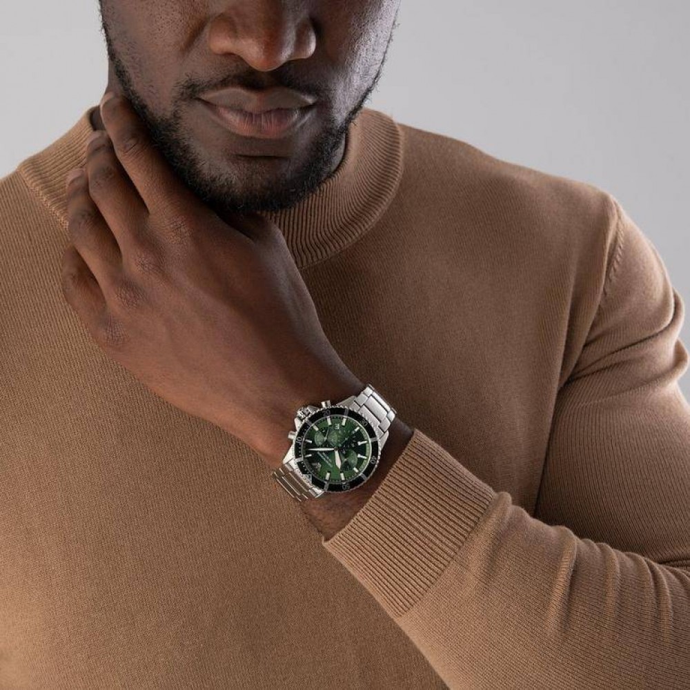 EMPORIO ARMANI Ρολόι Diver Chronograph Ασημί Ανοξείδωτο Aτσάλι μπρασελέ AR11500