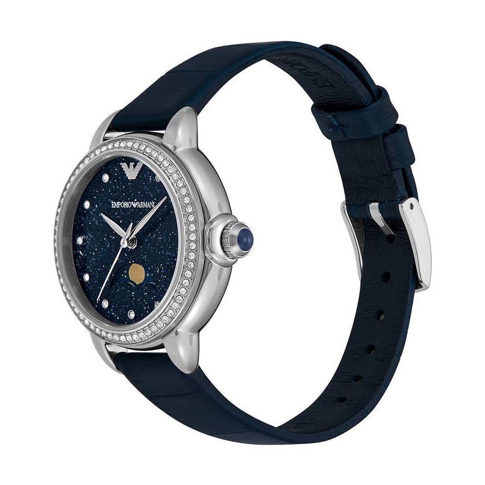 EMPORIO ARMANI Ρολόι Moonphase Mπλε Δερμάτινο Λουρί AR11629 EMPORIO ARMANI Ρολόι Moonphase Mπλε Δερμάτινο Λουρί AR11629