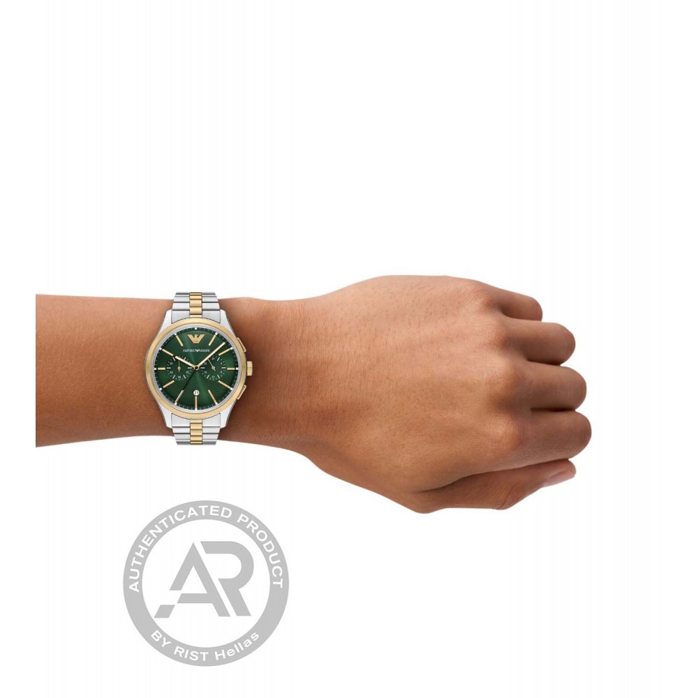 EMPORIO ARMANI Ρολόι Χρονογράφος Dario Δίχρωμο μπρασελέ AR11692