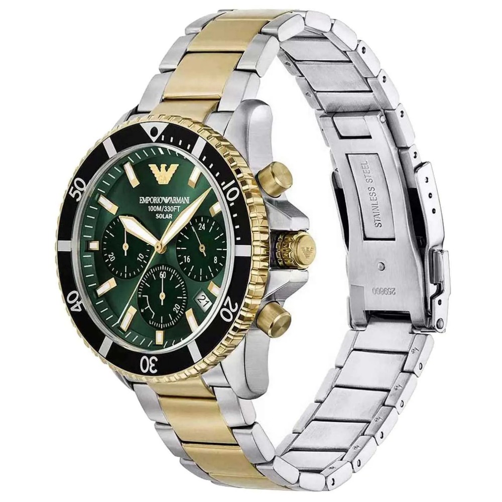 EMPORIO ARMANI Ρολόι Χρονογράφος World Explorer Solar Δίχρωμο μπρασελέ AR11695 EMPORIO ARMANI Ρολόι Χρονογράφος World Explorer Solar Δίχρωμο μπρασελέ AR11695