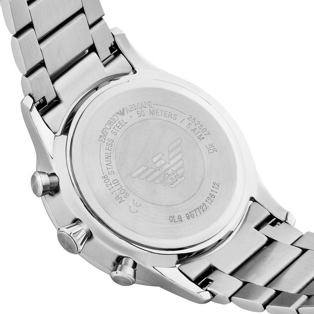EMPORIO ARMANI Ρολόι Chronograph Ασημί Ανοξείδωτο Aτσάλι μπρασελέ AR11208