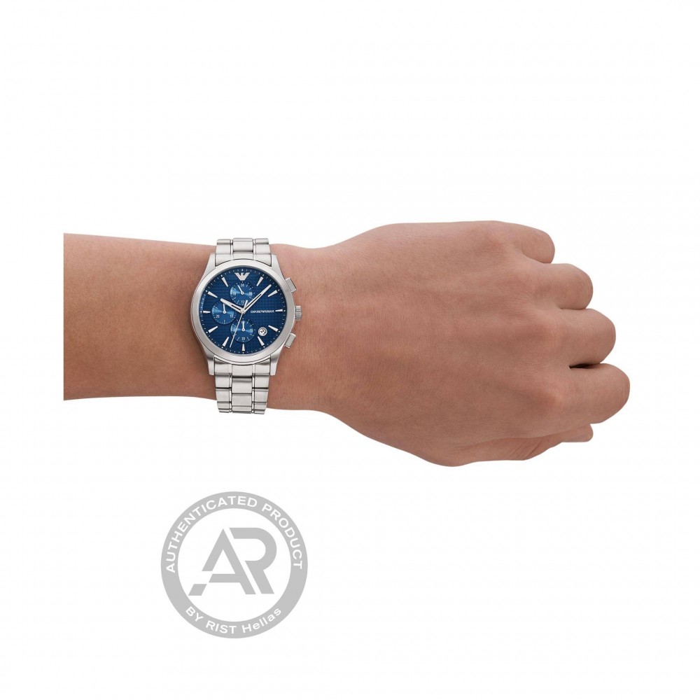 EMPORIO ARMANI Ρολόι Chronograph Ασημί Ανοξείδωτο Aτσάλι μπρασελέ AR11528
