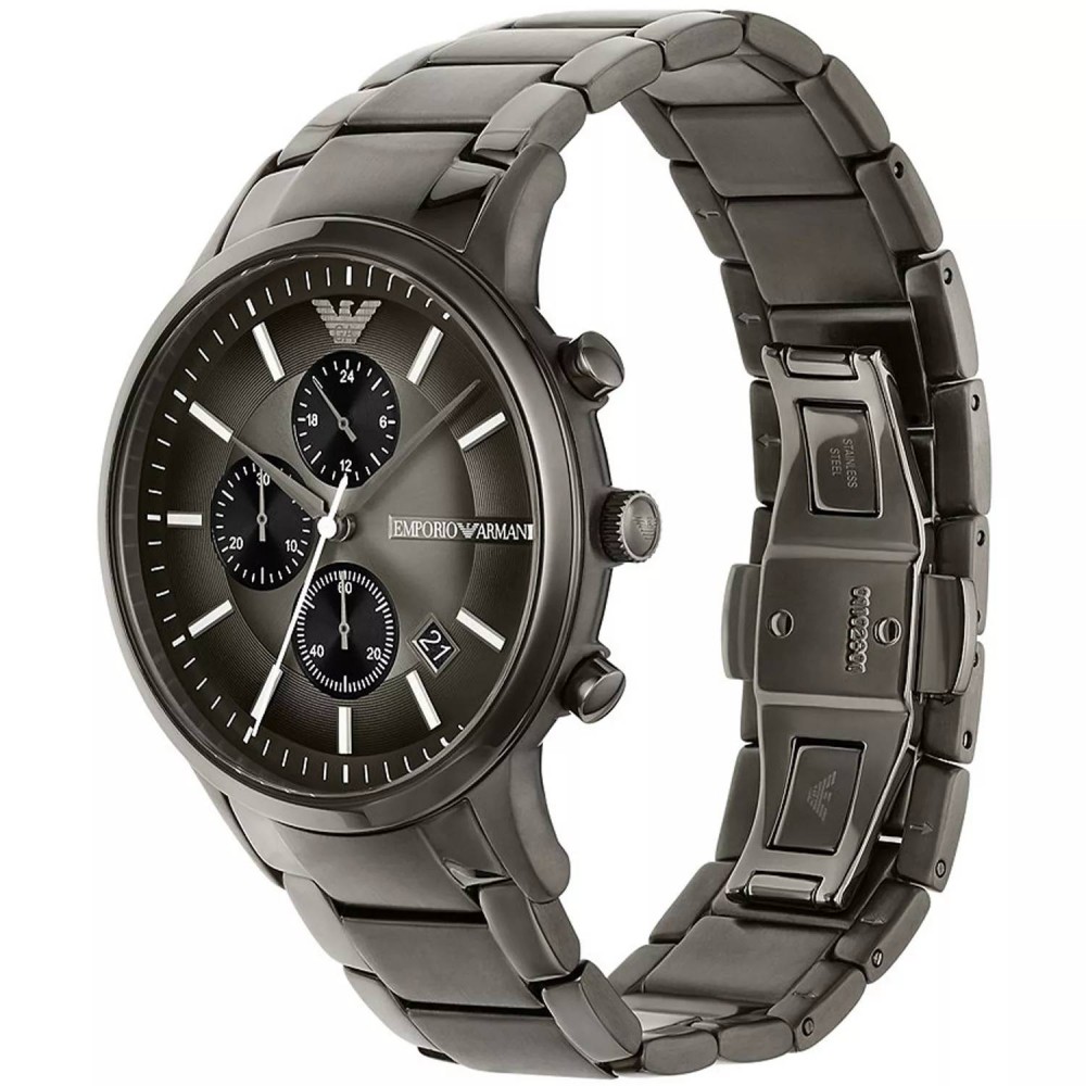 EMPORIO ARMANI Ρολόι Renato Chronograph Ανθρακί Ανοξείδωτο Aτσάλι μπρασελέ AR11531