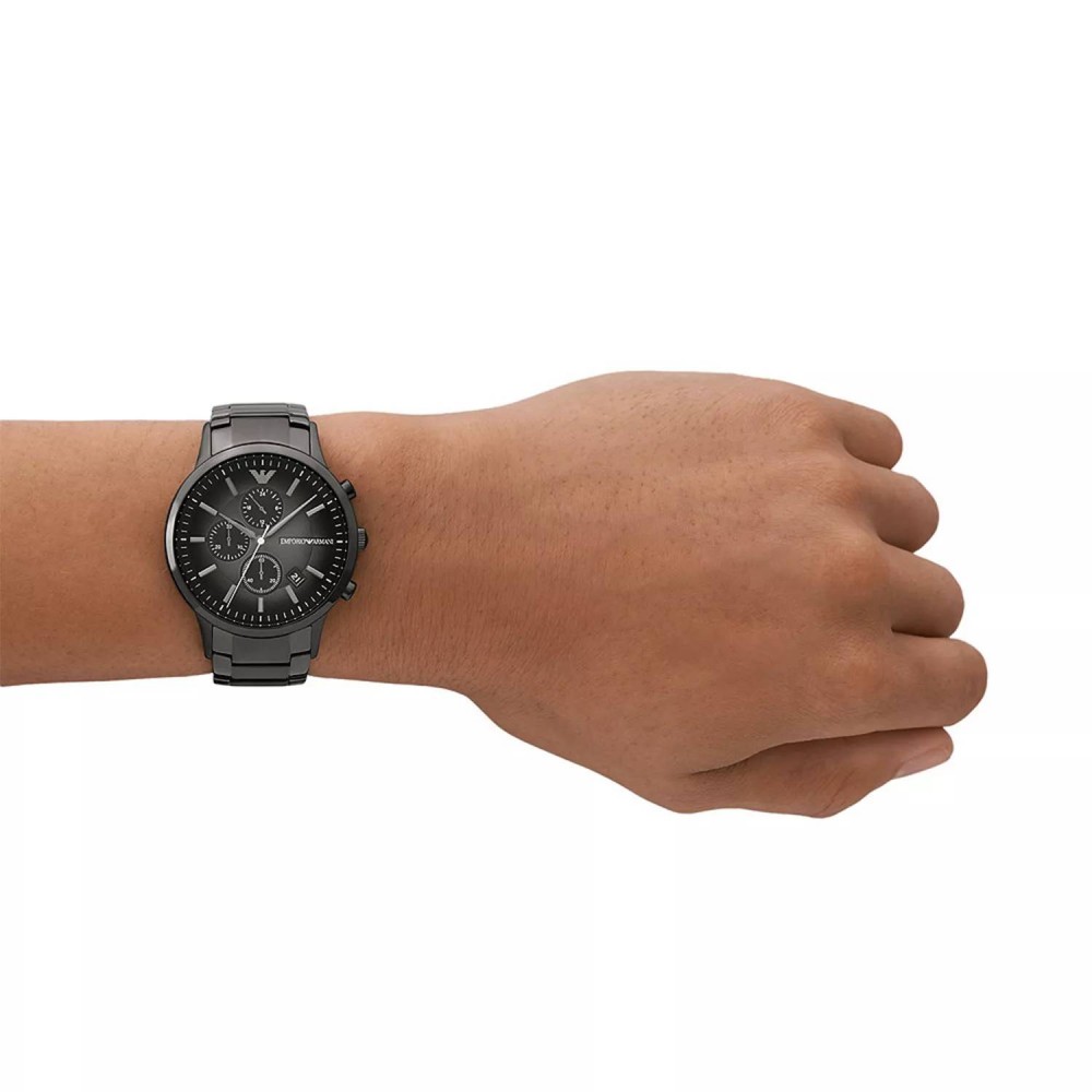 EMPORIO ARMANI Ρολόι Renato Chronograph Ανθρακί Ανοξείδωτο Aτσάλι μπρασελέ AR11531