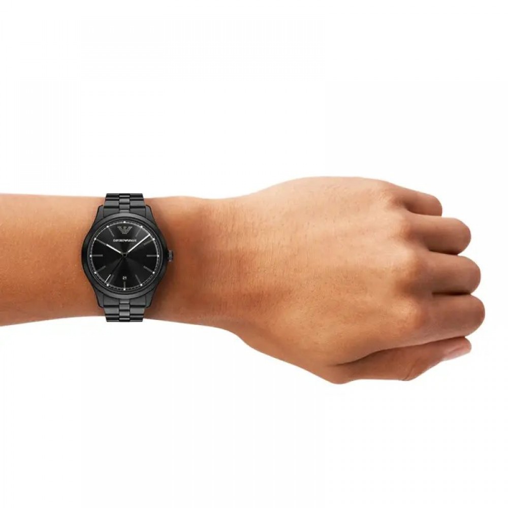 EMPORIO ARMANI Dario Ρολόι Μαύρο Ανοξείδωτο Ατσάλι AR11736