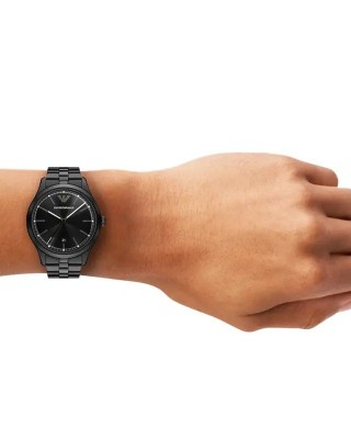 EMPORIO ARMANI Dario Ρολόι Μαύρο Ανοξείδωτο Ατσάλι AR11736
