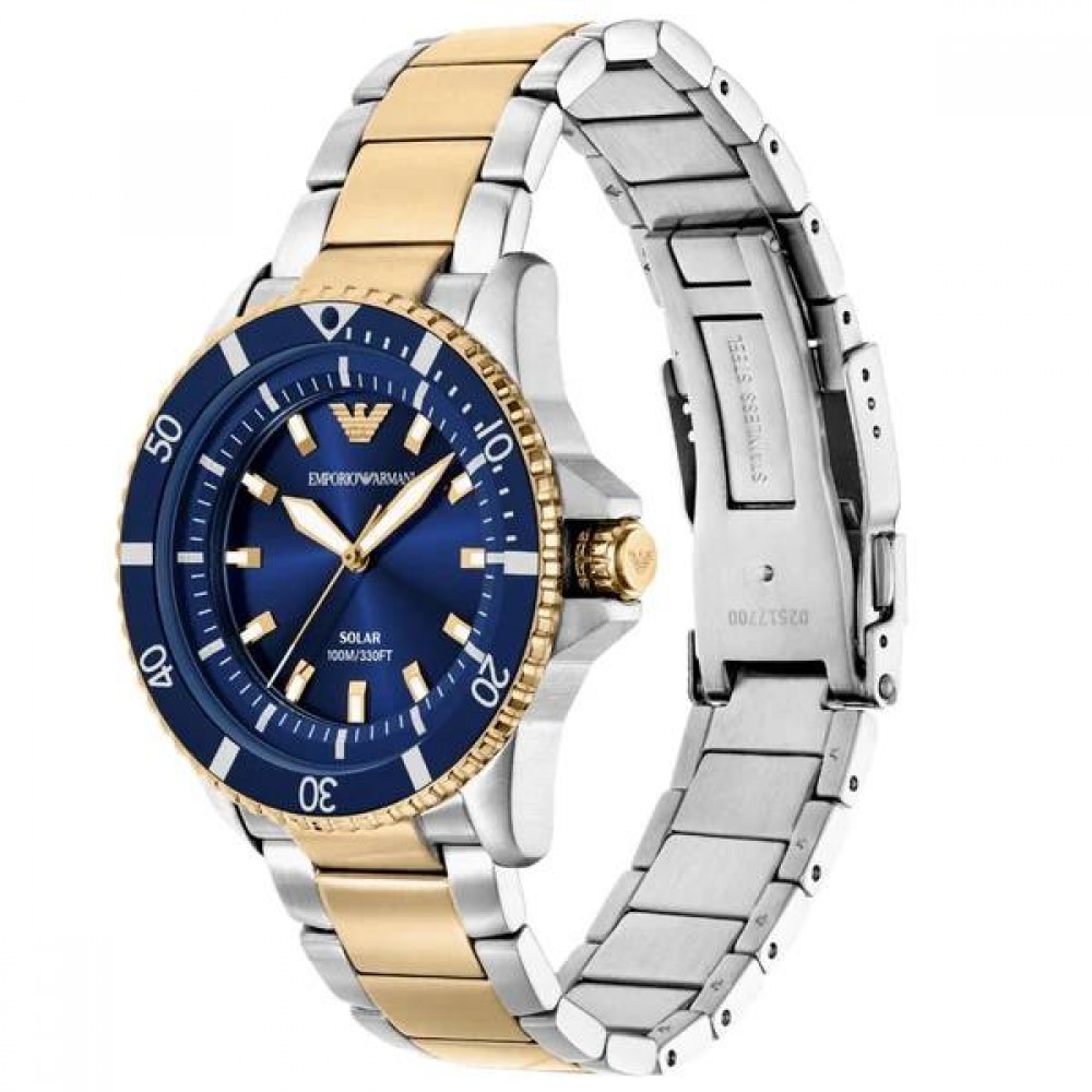 EMPORIO ARMANI Ρολόι World Explorer Solar Δίχρωμο μπρασελέ AR11738 EMPORIO ARMANI Ρολόι World Explorer Solar Δίχρωμο μπρασελέ AR11738