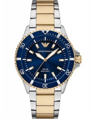 EMPORIO ARMANI Ρολόι World Explorer Solar Δίχρωμο μπρασελέ AR11738