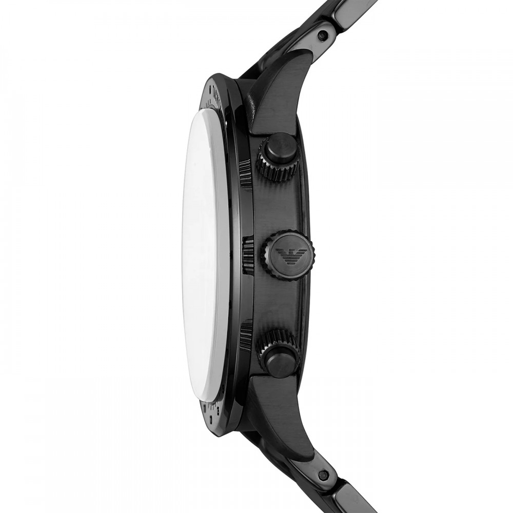 EMPORIO ARMANI Ρολόι Chronograph Μαύρο Ανοξείδωτο Aτσάλι μπρασελέ AR11242