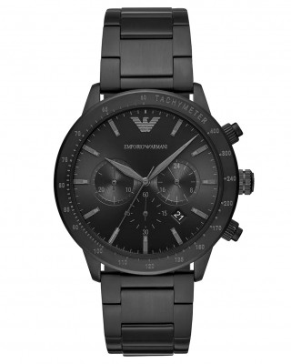EMPORIO ARMANI Ρολόι Chronograph Μαύρο Ανοξείδωτο Aτσάλι μπρασελέ AR11242
