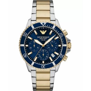 EMPORIO ARMANI Ρολόι World Explorer Solar Chronograph Δίχρωμο μπρασελέ AR11740
