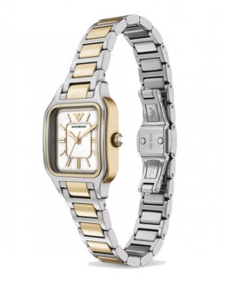 EMPORIO ARMANI Cecilia Ρολόι Γυναικείο Tετράγωνο Δίχρωμο Ανοξείδωτο Μπρασελέ AR11745 